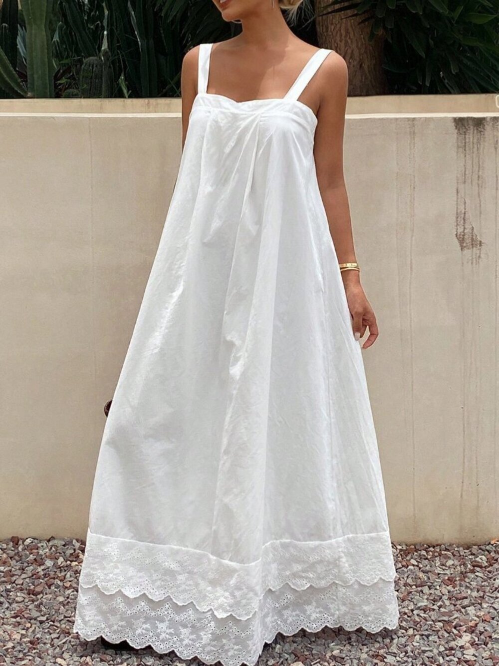 White Casual Women's Loose maxi Dress - Picture 5 of 7